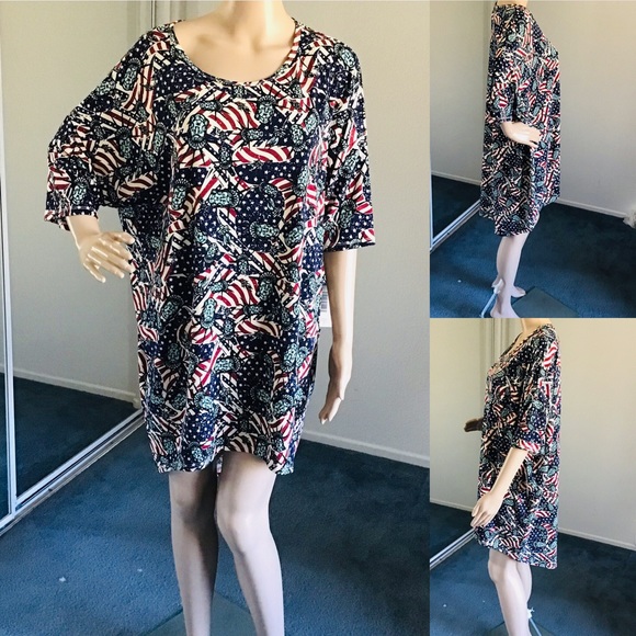 LuLaRoe Irma Patriotic Dress Size 2XL New - Picture 1 of 4